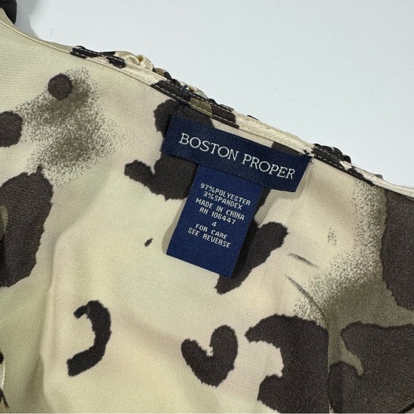 Boston Proper Leopard Print Blouse Button Front Ruffle - Picture 4 of 6